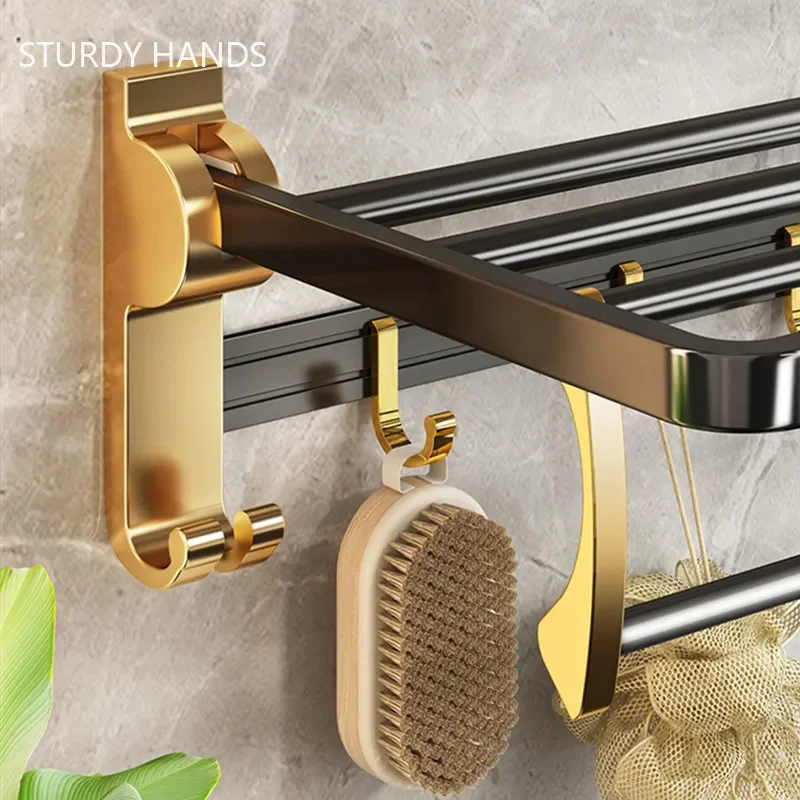 Space Aluminum Bathroom Towel Rack Wall-mounted Light Luxury  Towel Rod Bathroom Accessories Kitchen Hardware Storage Rack