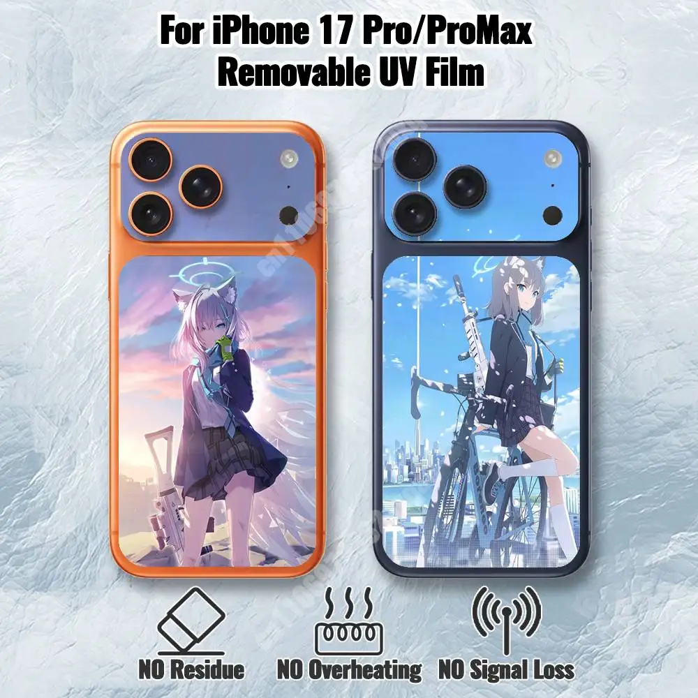 

B-Blue Archive-S Shiroko Removable UV Film for iPhone 17 Pro 17 ProMax HD Decal Skin