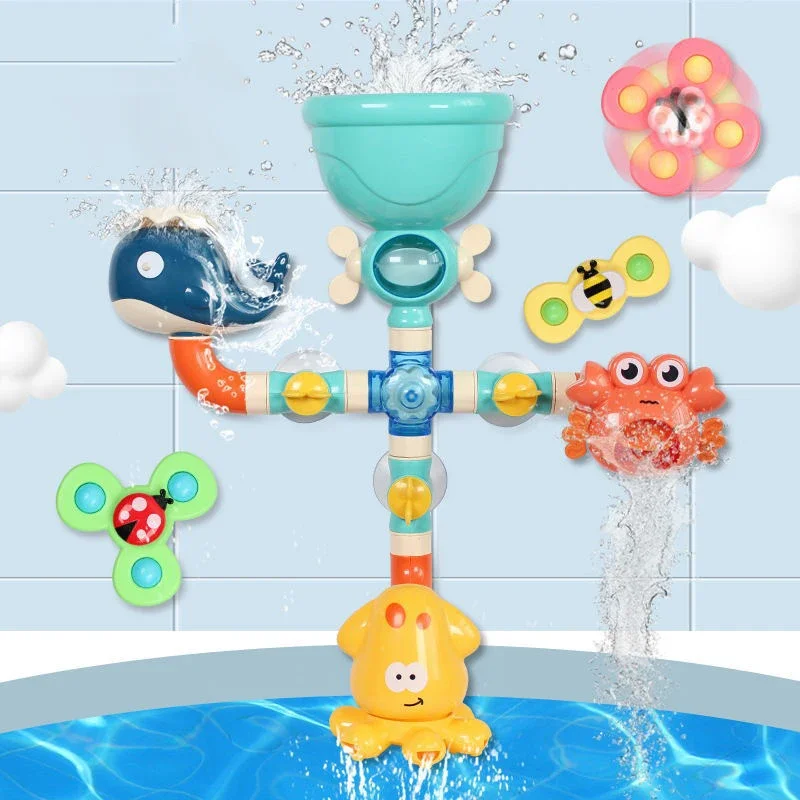 Baby Bath Toys Bathtub DIY Pipes Tubes Bath Time Water Game Spray Swimming Bathroom Toys for Toddlers Kids Gifts Birthday Gift