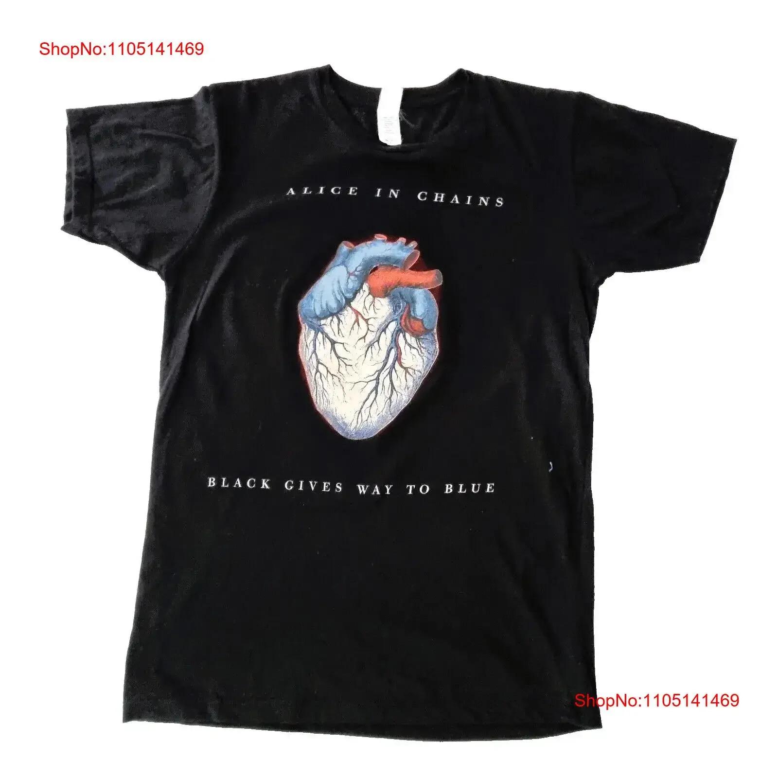 أليس في سلاسل الأسود يعطي الطريق إلى الأزرق 2010 الجولة الرسمية تي شيرت حجم الرجال S خمر غسلها أوم تنفس عادية
