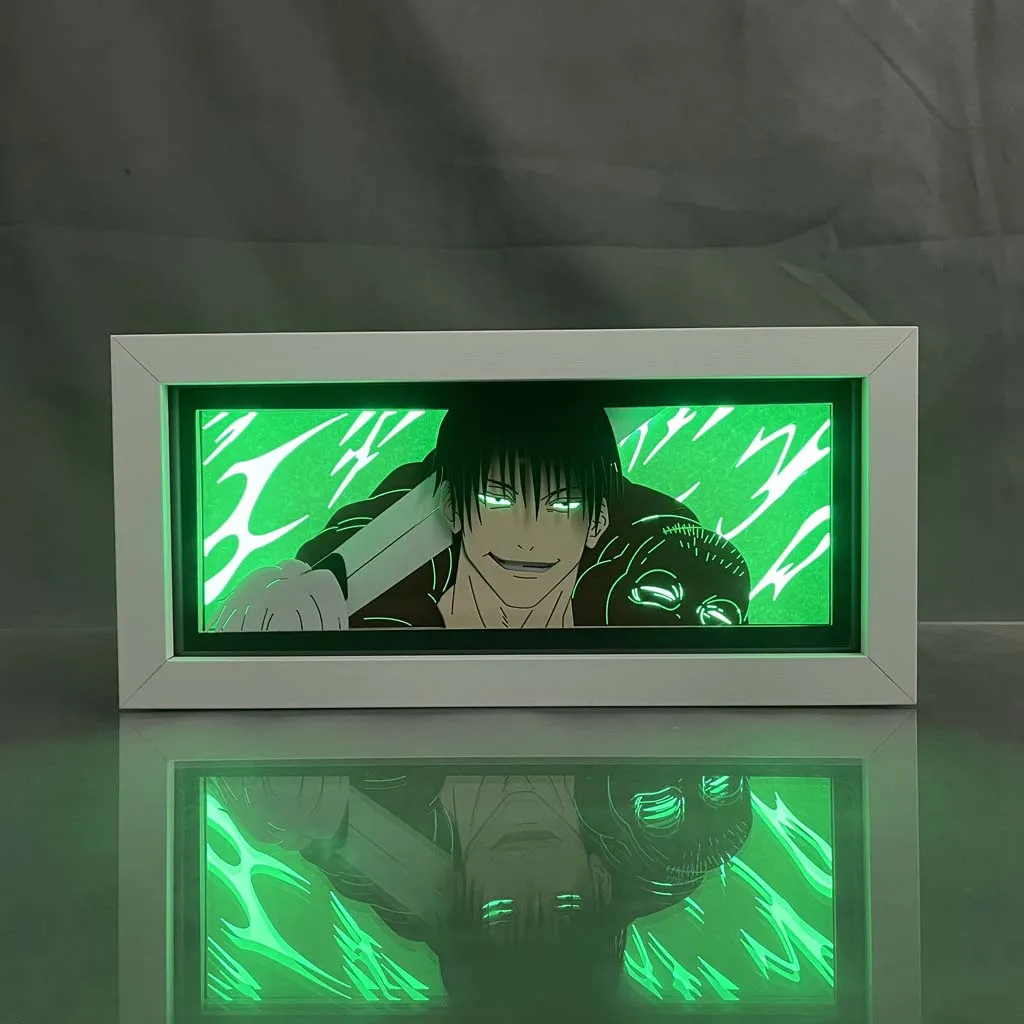 Imagem -06 - Anime Wood Led Night Light Box Lâmpada para Decoração do Quarto Manga 3d Paper Cut Desk Lamp Jujutsu Kaisen Toji Fushiguro