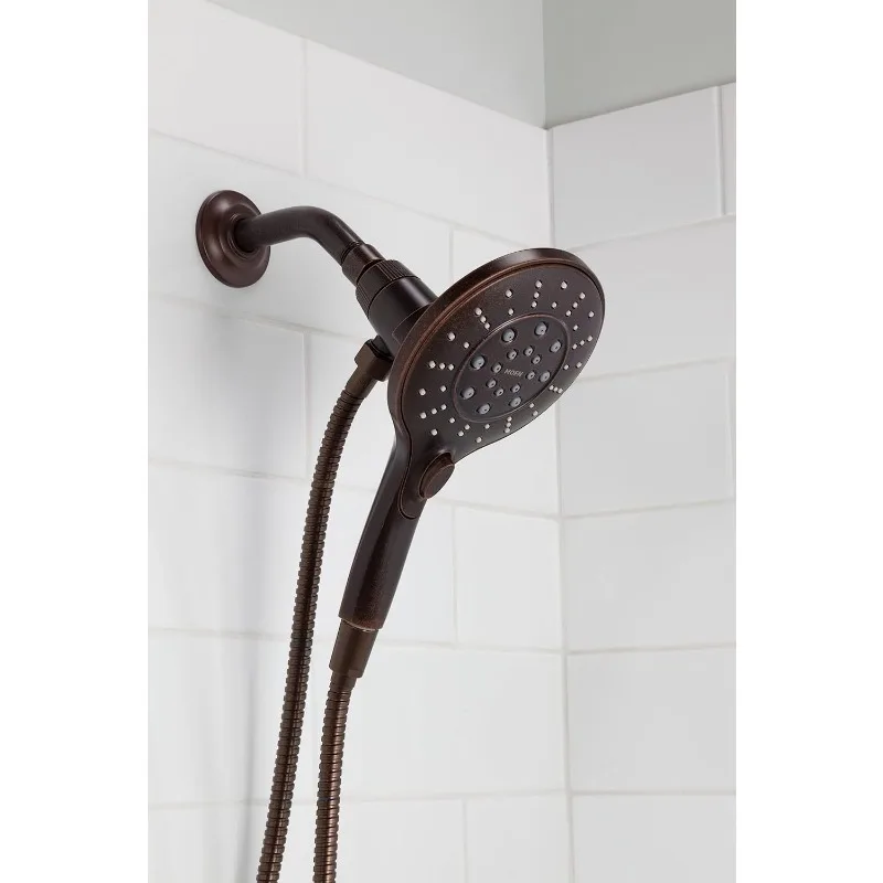 Oil Rubbed Bronze Six-Function 5.5-Inch Handheld Showerhead with Magnetic Docking System and Metal Hose