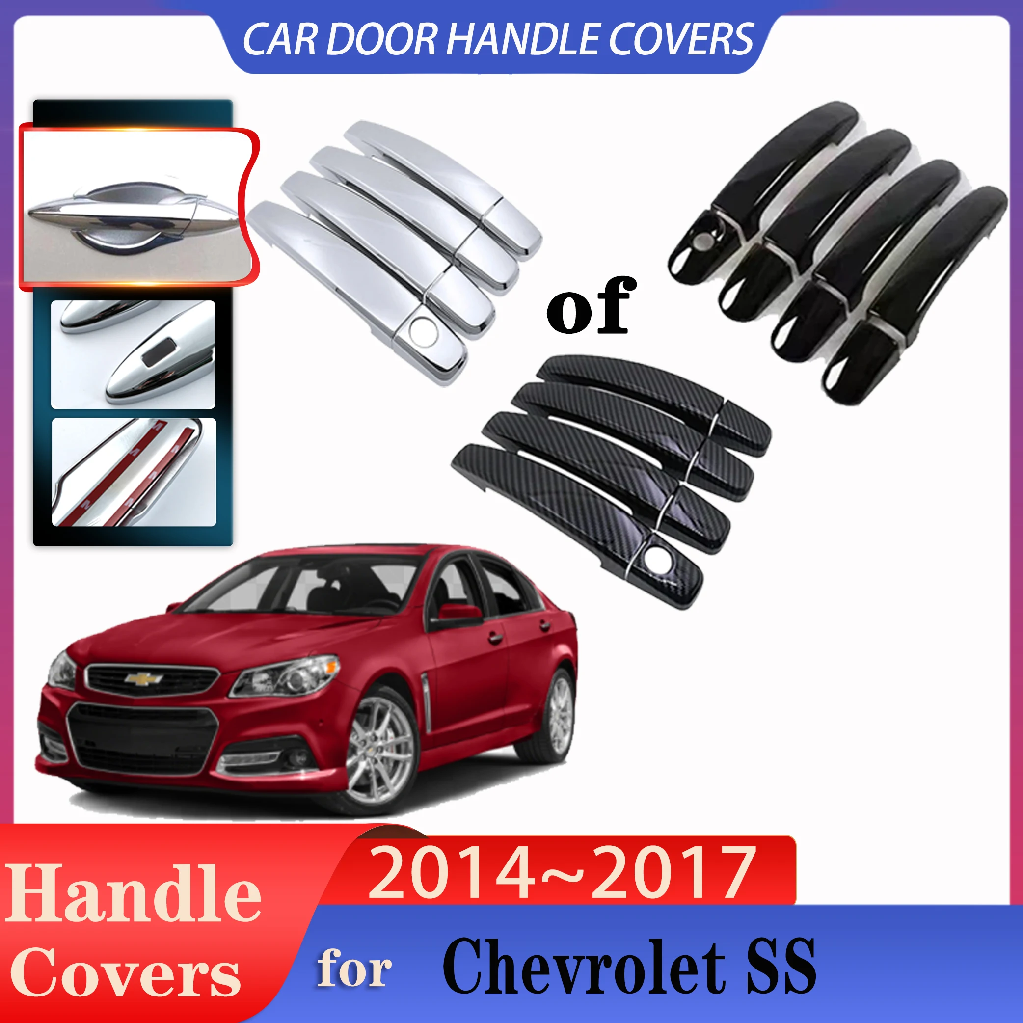 For Chevrolet SS Holden Commodore 2014 2015 2016 2017 Car Door Handles Covers Exterior Scratch Protective Decor Car Accessories