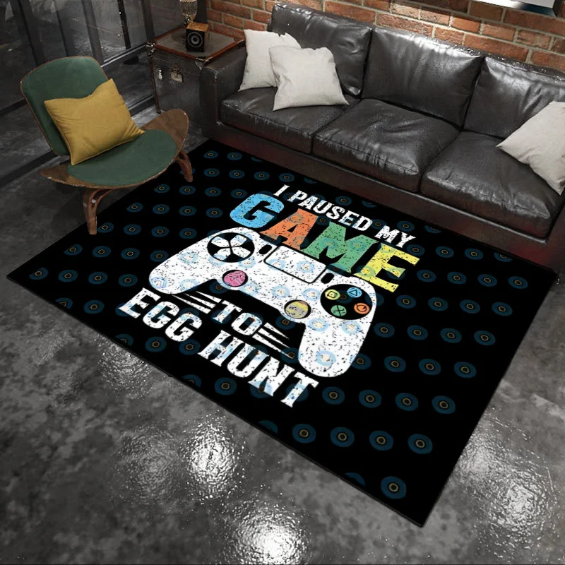 Neon LED Light Effect Gamepad Carpet Mat Black Purple Blue Gaming Rug for Gamer Game Room Playroom Living Room Home Decoration