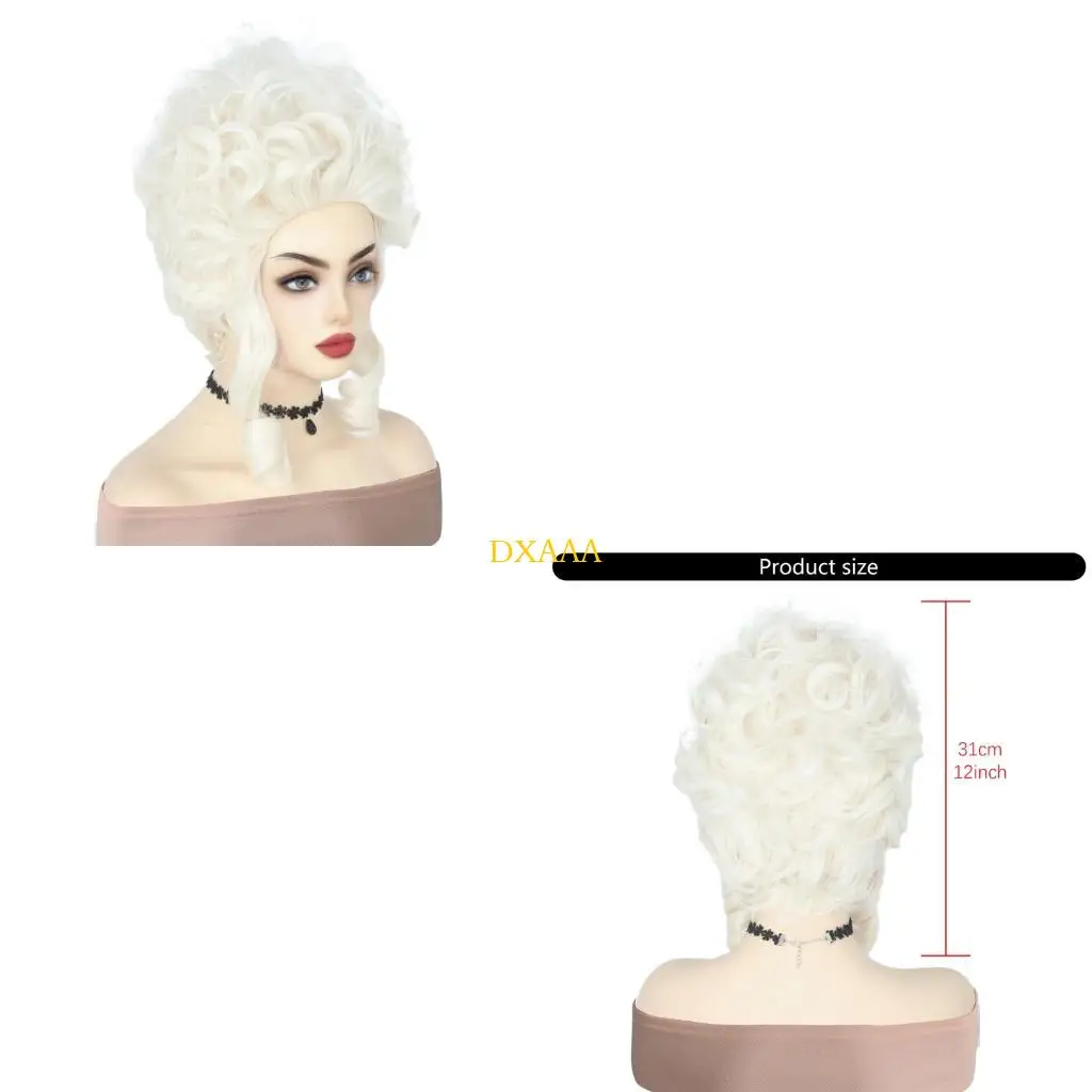 

DXAA Platinums Blonde Beehived Short Curly Blonde Beehived Heat Resistant Synthetic Queen Cosplay Halloween Costume