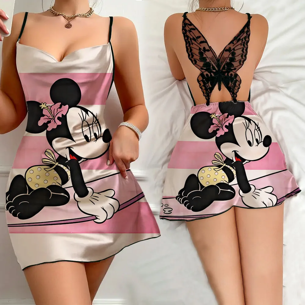 2024 Summer Pajama for Women Sexy Female Home Dress Disney Cartoon Pattern Women's Pajama New Sleevesless Female Nightwear