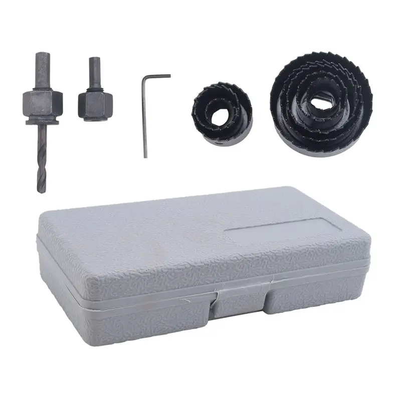 [HOT!】 11Pcs Hole Saw Cutting Set Kit Drilling Tool Wood Metal Cutter 19-64Mm High Quality Mandrels Saws Core Drill Bits Woodwor