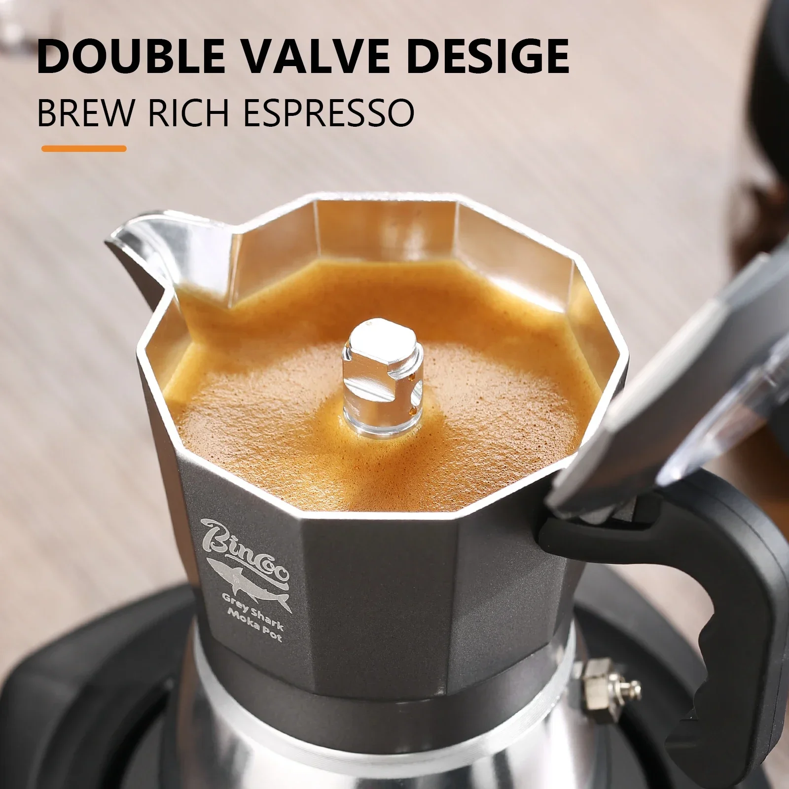 Bincoo 2 Cups Double Valve Moka Pot Aluminium Alloy Coffee Pot Cafe Machine Espresso Coffee Makers Camping Barista Tool - view 3