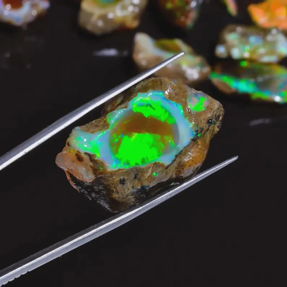 25-80CT Genuine Ethiopian Welo Opal Rough Raw Natural Fire Opal Play Of Color Loose Gemstone For Ring Pendant Jewelry Making view 4