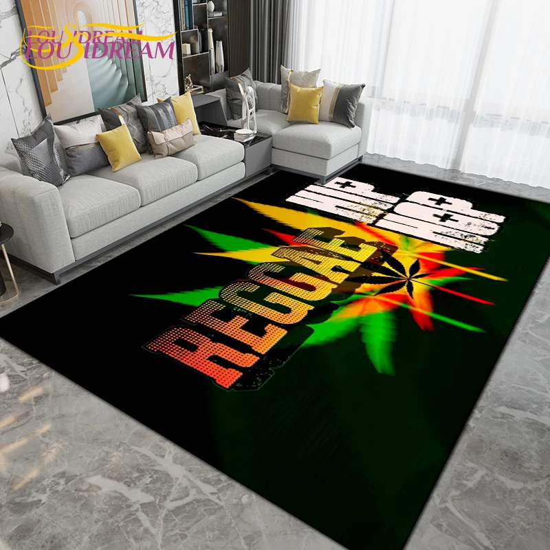 Bob Marley Reggae Music Jamaican Style Maple Leaf Area Rug,Rug Carpet for Living Room Bedroom Decoration Non-slip Floor Mat