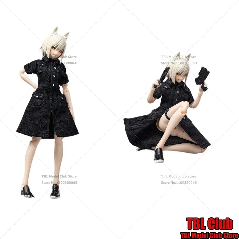 

In Stock Snail Shell 1/12 Scale Female Clothes Black Uniform Dress Cowboy Work Frock For 6-inch Action Figure Soldier Scene