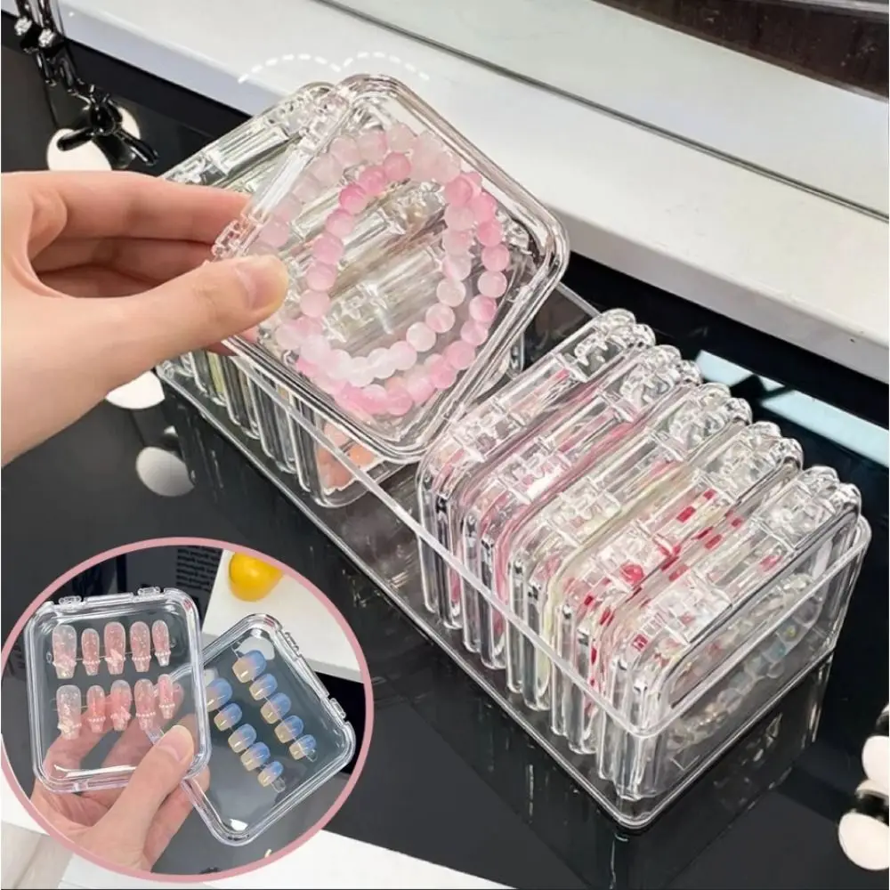 

Dust-proof Fake Nail Storage Box Acrylic Multi-functional Badge Storage Box Stackable Divided Clear Nail Boxes Salon Supplies