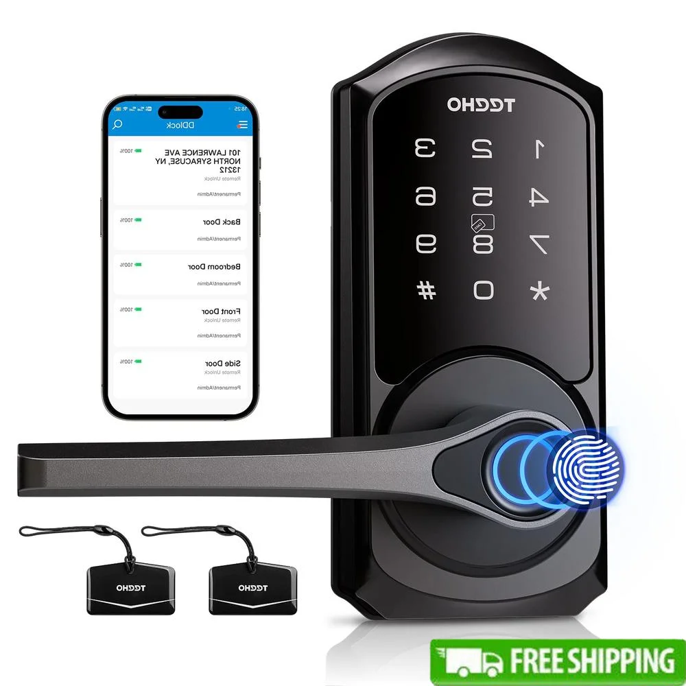 Smart Lock Keypad Handle 6-in-1 Fingerprint Door Lock Front Door Bluetooth Control IP54 Easy Install