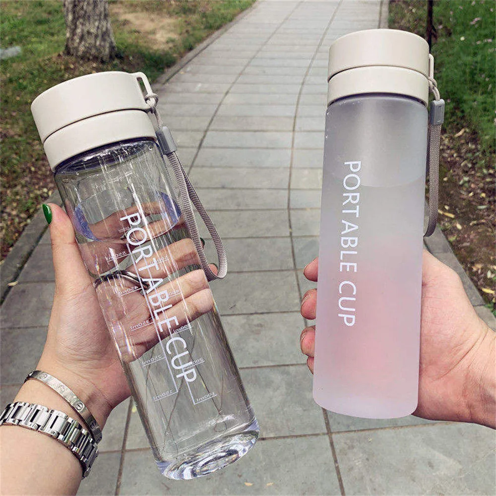 

Sports Water Bottle Large Size Men and Women Fitness Large Capacity Simple Fresh Forest Anti-fall Plastic Water Bottle