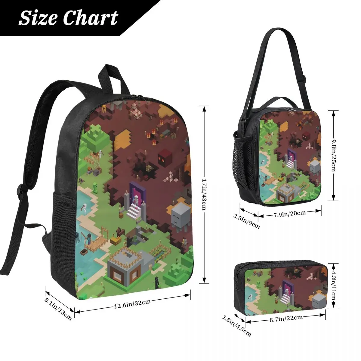 Exploring New Worlds Backpack Boys Girls BookBag School Bag Laptop Shoulder Bags 3ps Insulated Lunch Bag Pencil Case