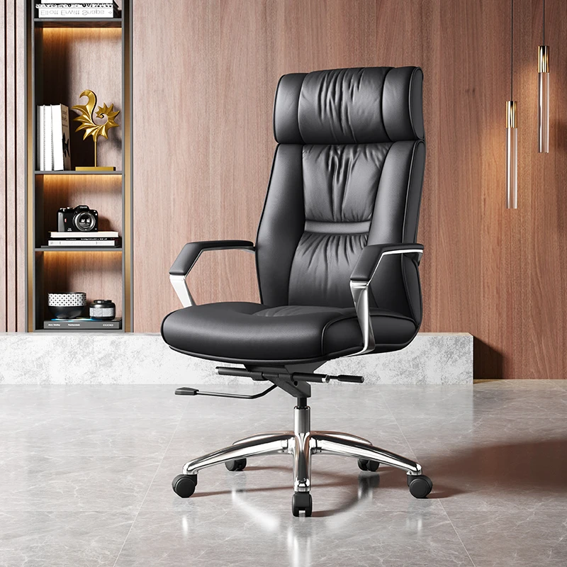 

Wheels Leather Office Chair Conference Aesthetic Study Luxury Office Chair Executive Swivel Chaise De Bureau Home Furniture