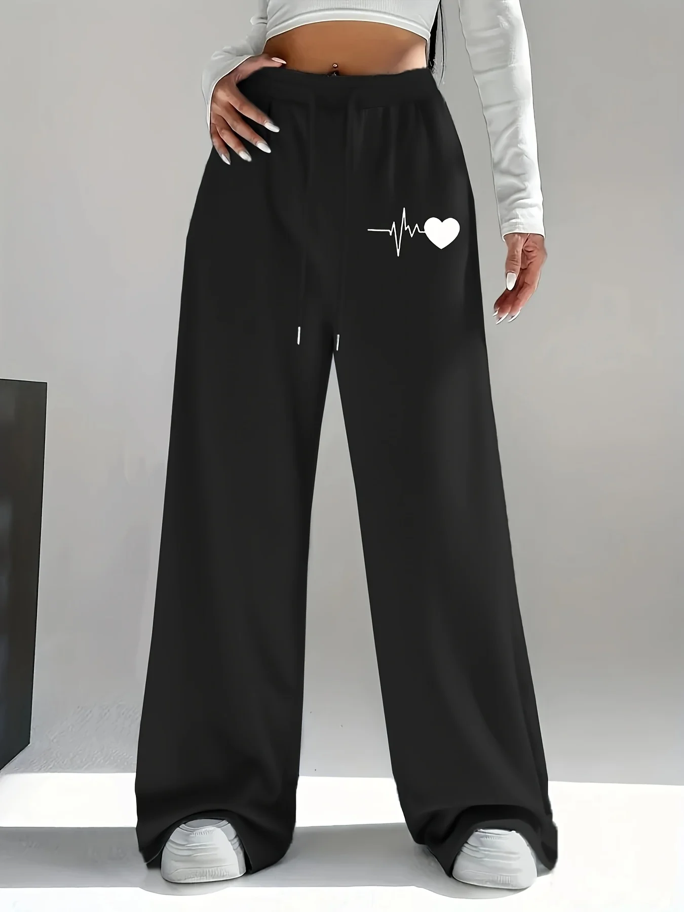 

Женские осенне-зимние свободные прямые флисовые спортивные штаны больших размеров с эластичным поясом, уличная одежда больших размеров, универсальные