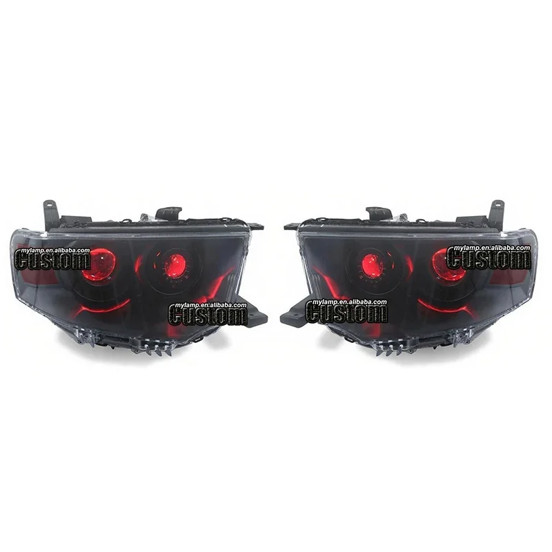 Custom Bi-LED Projector Headlight For Mitsubishi Pajero Sport Montero Sport Nativa Pajero Dakar Angry Eyes Head Lamp 2009-2014