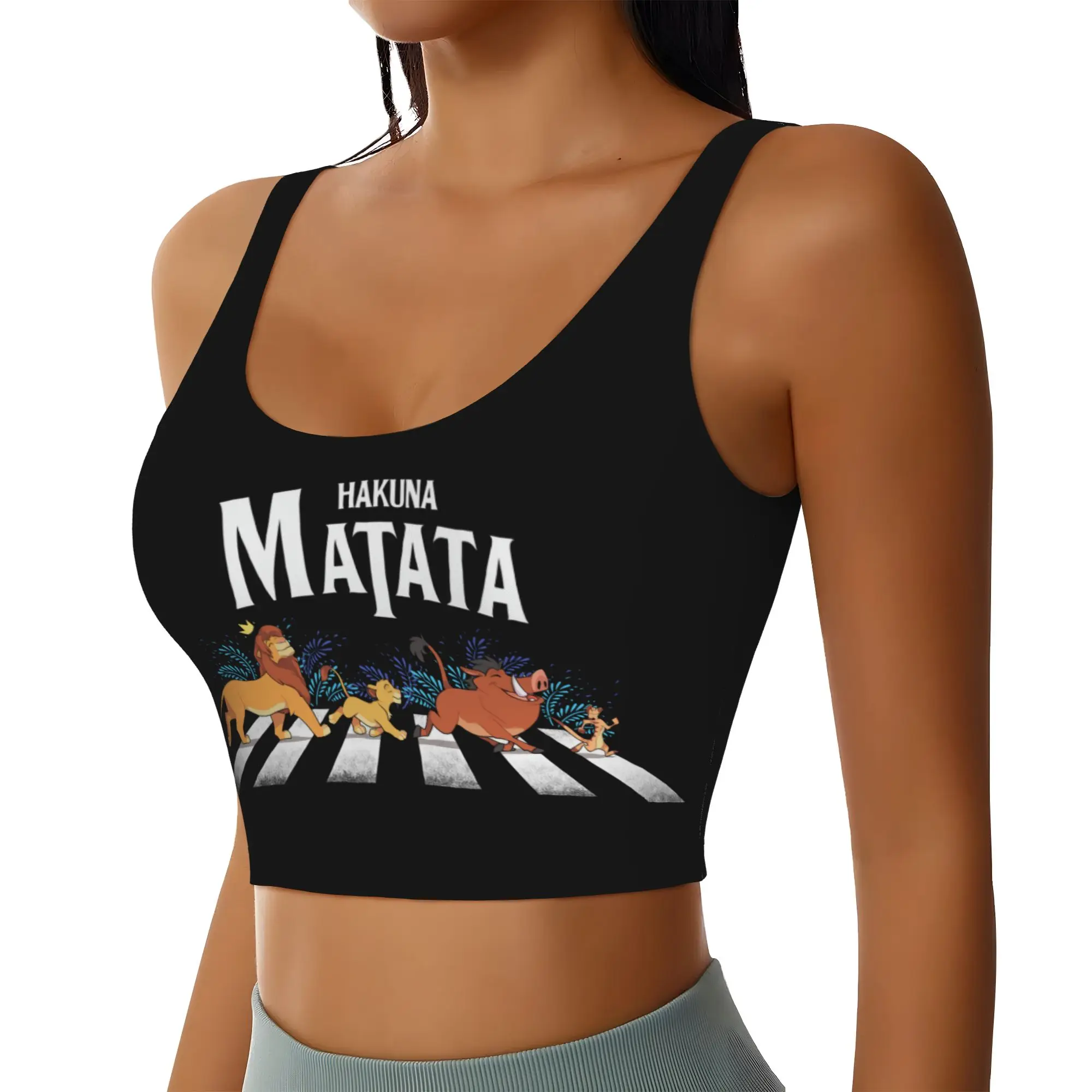 Custom Liones Anime Kinges Workout Crop Tank Tops Women Hakuna Matata Simba Yoga Sports Bras