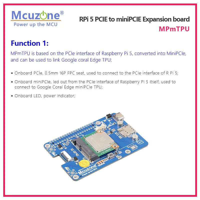 MPmTPU&4G Raspberry Pi 5 PCIE to miniPCIE Expansion board