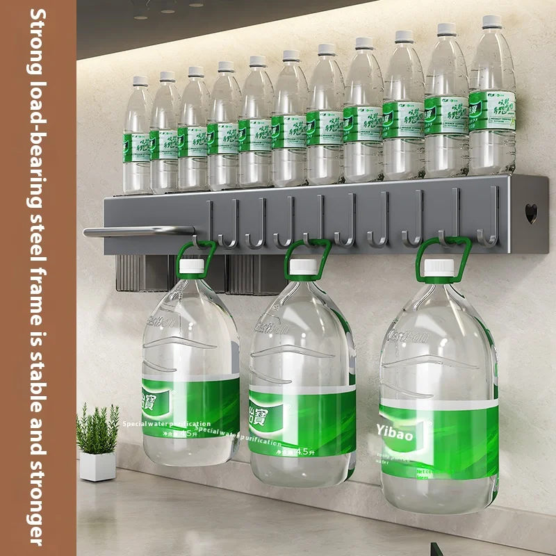 Kitchen Storage Rack Wall-Mounted Multifunctional Storage Knife Rack Detachable Stainless Steel With Multiple Brackets And Hooks