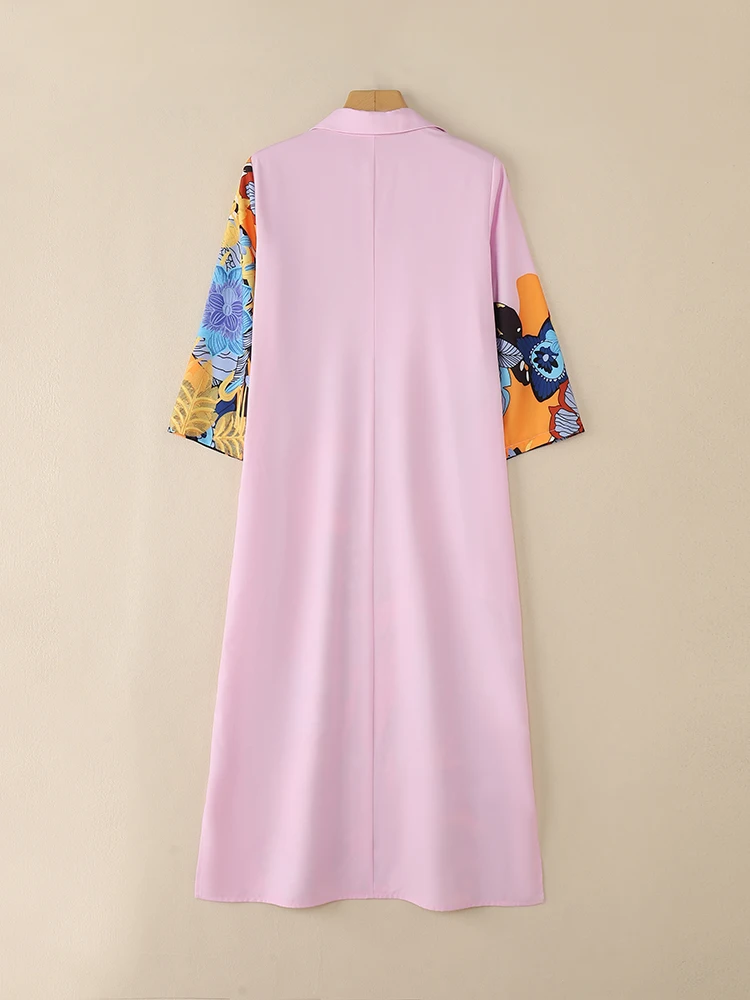 2025 ZANZEA Donna Autunno Abito stampato floreale Camicia di moda Abito Vintage Risvolto Manica 3/4 Vestito estivo Casual Caftano Robe Femme