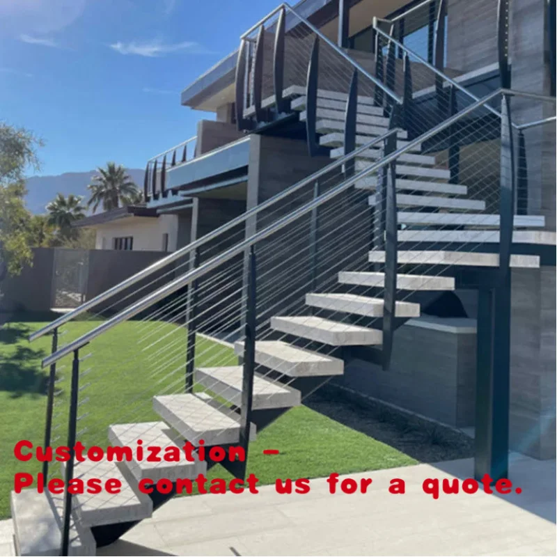 custom.Outdoor Stairs Custom Mono Beam Steel Structure External Staircase L-shaped Wood Steps Straight Stairs With Steel R