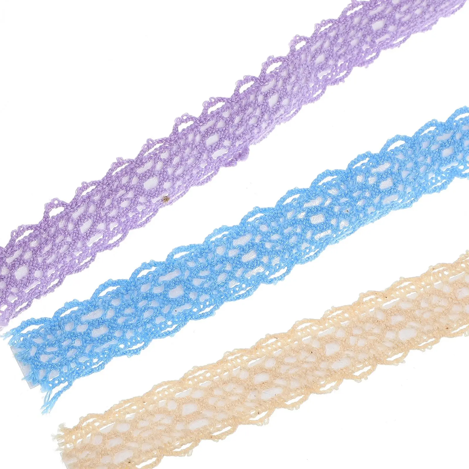 3 Rolls Fabric Lace Tape Ribbons for Crafts Photo Album Tapes Gift Decors Cloth Decorative Stickers
