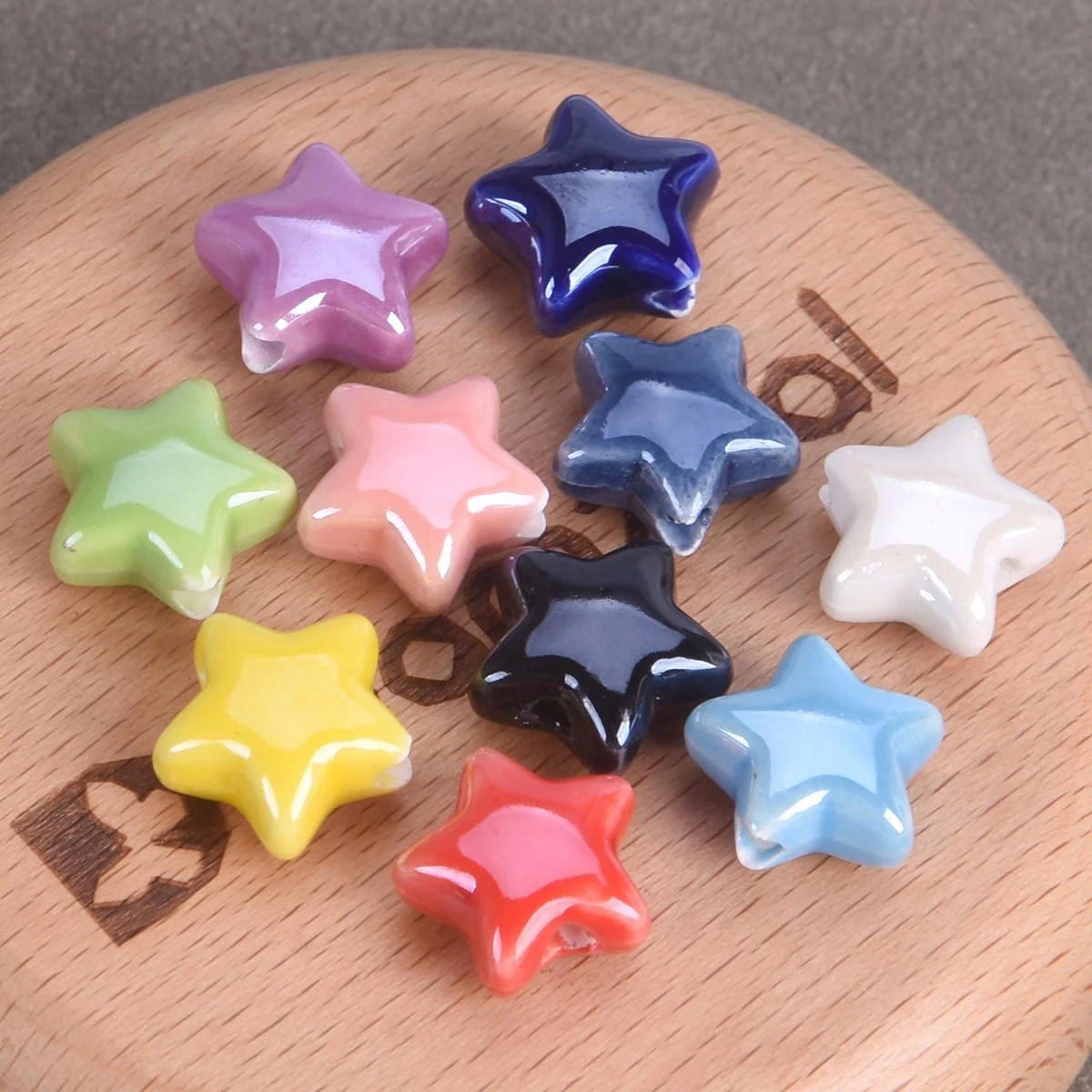 

10PCS Shiny Glazed 14mm Star Shape Ceramic Porcelain Loose Beads For Jewelry Making DIY Earring Findings