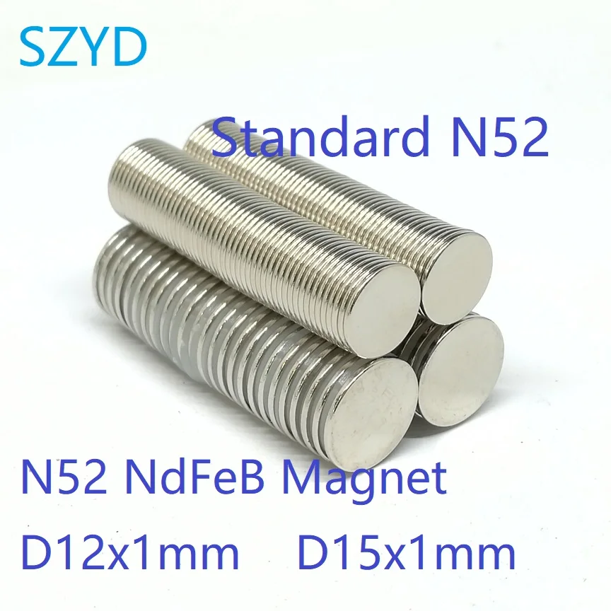 

10 50 100PCS/LOT N52 Диск NdFeB Магнит 12*1 15*1 Сильный Стандартный Круглый Редкоземный Постоянный Неодим Магнит 12x1 15x1