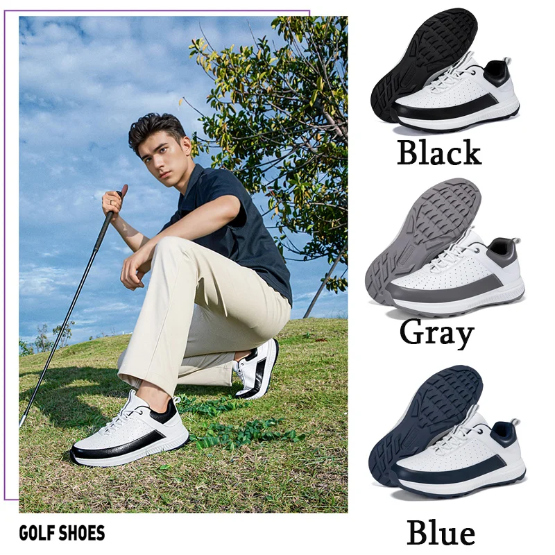 

Мужские легкие кроссовки для гольфа - дышащие спортивные повседневные туфли, на шнуровке, с нескользящей резиновой подошвой - универсальные для всех сезонов