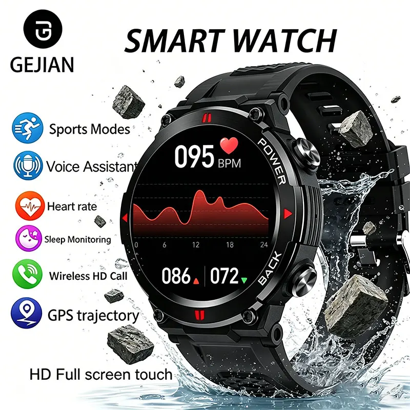 

2026 Outdoor Military Smart Watch 1.32 " IP68 Waterproof BT Call Heart Rate Health Monitoring Smartwatch GPS Sports Trajectory