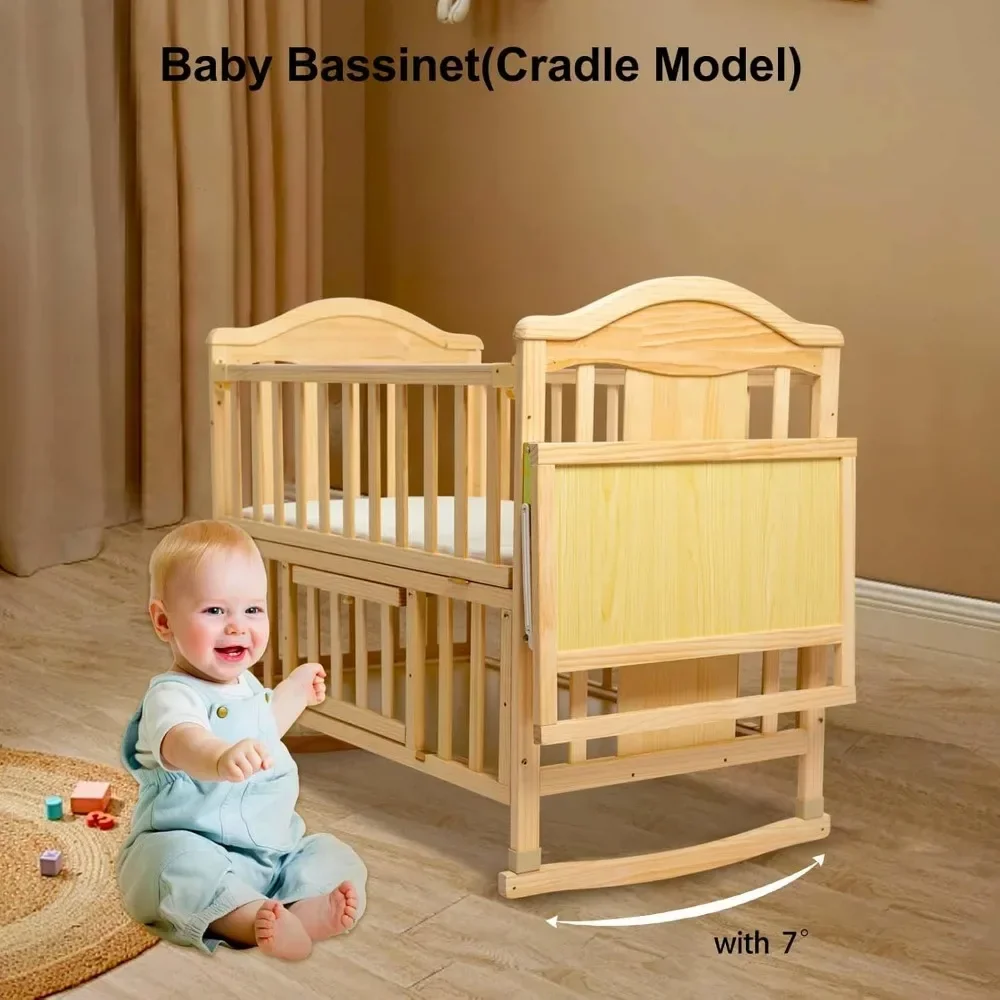 Mini culle per bambini 4 in 1 convertibili - Cunas Para Bebes con ripiano fasciatoio e materasso inclusi, comodini per bambini in legno 2024