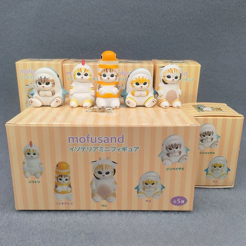 4cm Mofusands Cat Figure Collection Set Animal Nakrycie głowy Lalka Kawaii Śliczna PVC Figurka akcji Dekoracja pulpitu Rękodzieło Prezenty Zabawki