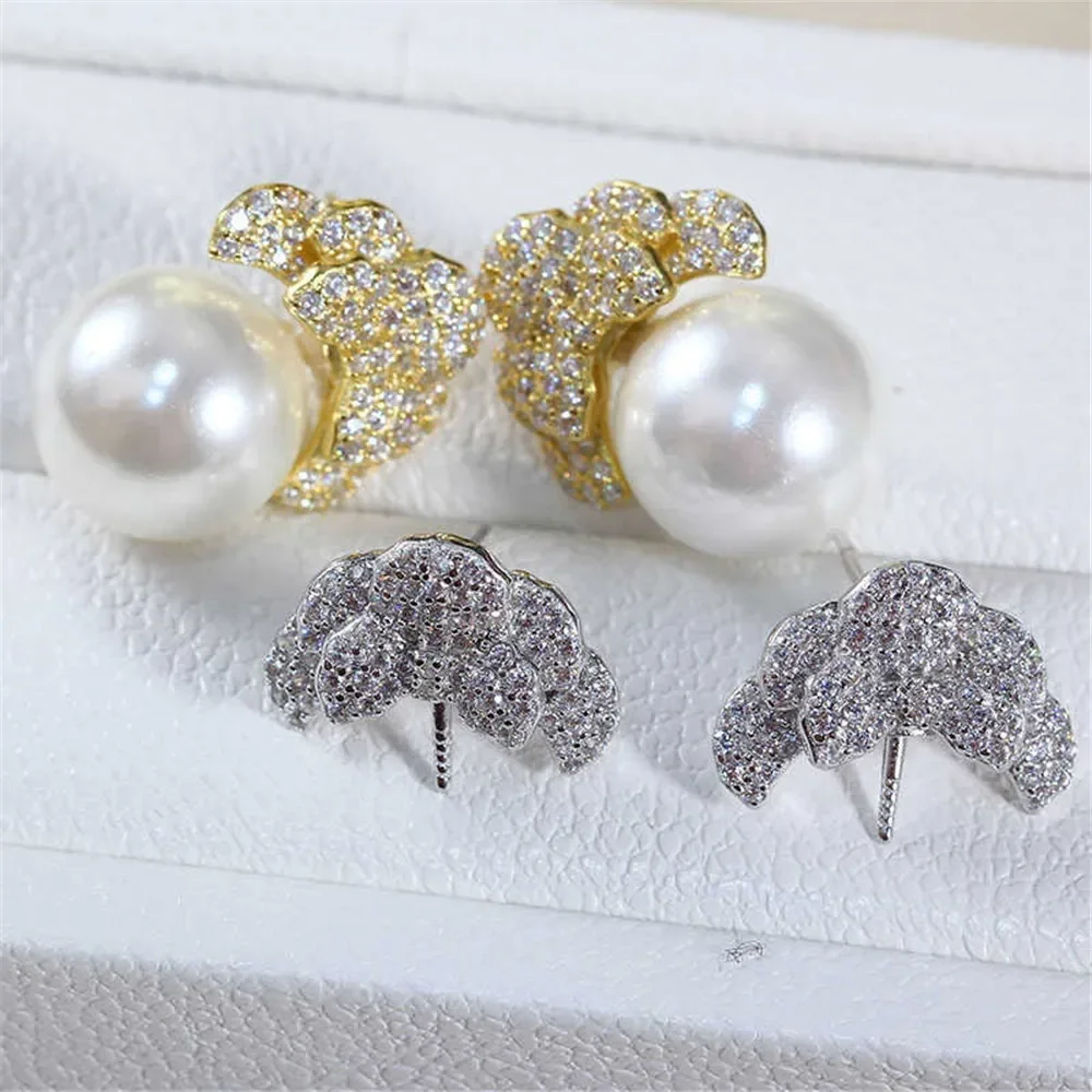 

Серьги из стерлингового серебра 925 пробы с жемчугом, принадлежности для самостоятельного изготовления ювелирных изделий, пустые стойки для сережек для аксессуаров ручной работы, без жемчуга