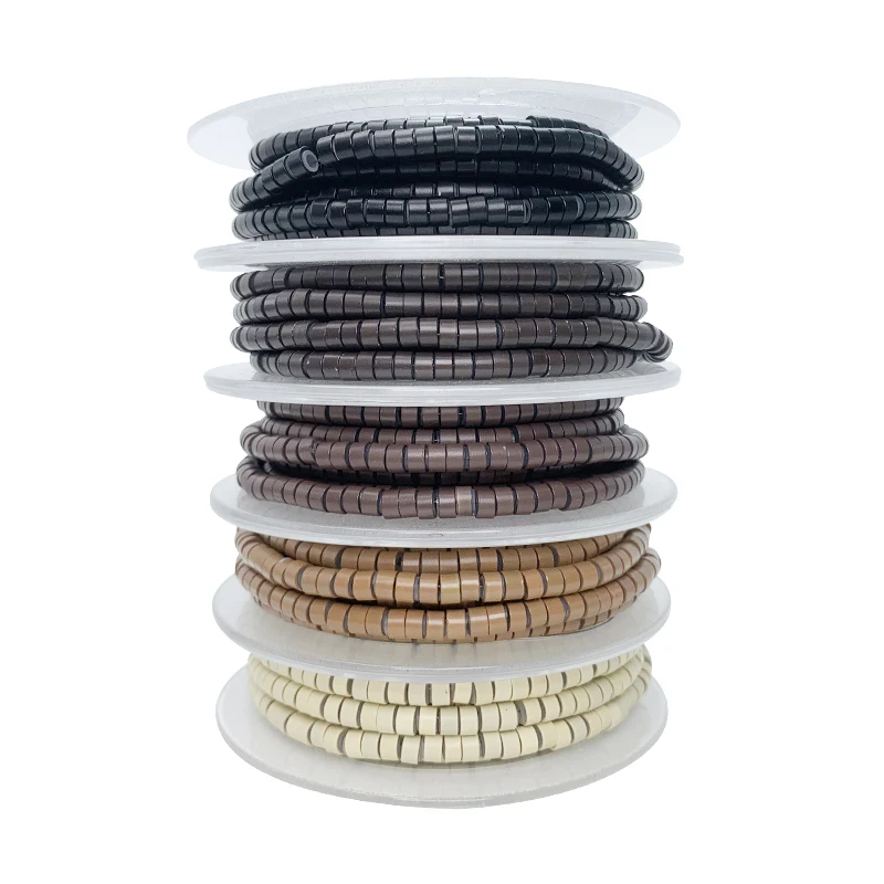 Micro anillos de 5.0mm, 1000 piezas/rollo, pre-cargados con silicona, cuentas de crimpado de aluminio para extensiones de cabello con plumas 5