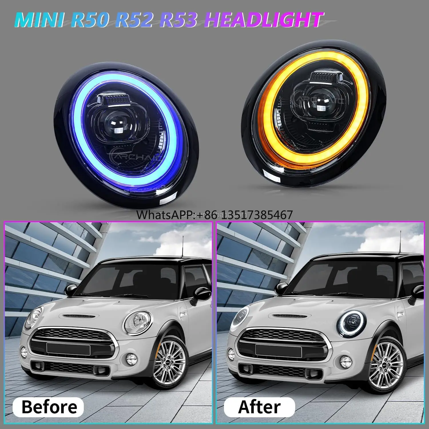 Phare LED archaïque pour 1e génération Mini Cooper 2001 - 2007 R50 R52 R53 phare MINI Cooper R50 CooperS R53 phares