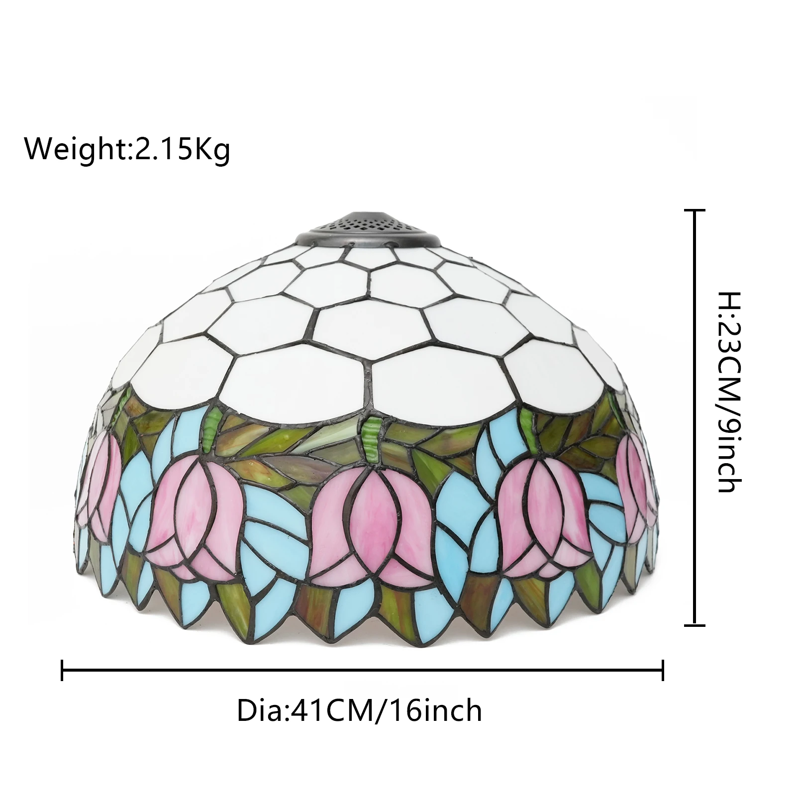 16Inch Pink Tulip Tiffany Stained Glass Lamp Shade Replacement Only Fit For Table Lamps FLoor Lamp Ceiling Fixture Pendant Light
