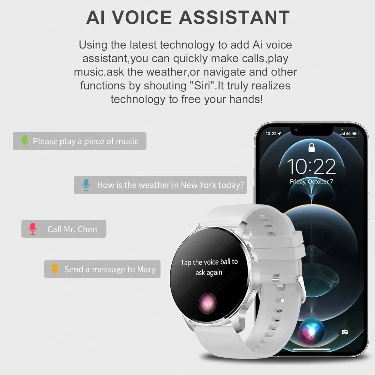 Montre intelligente étanche pour homme et femme, appel Bluetooth, tracker d'activité, moniteur de sommeil, tension artérielle, Android