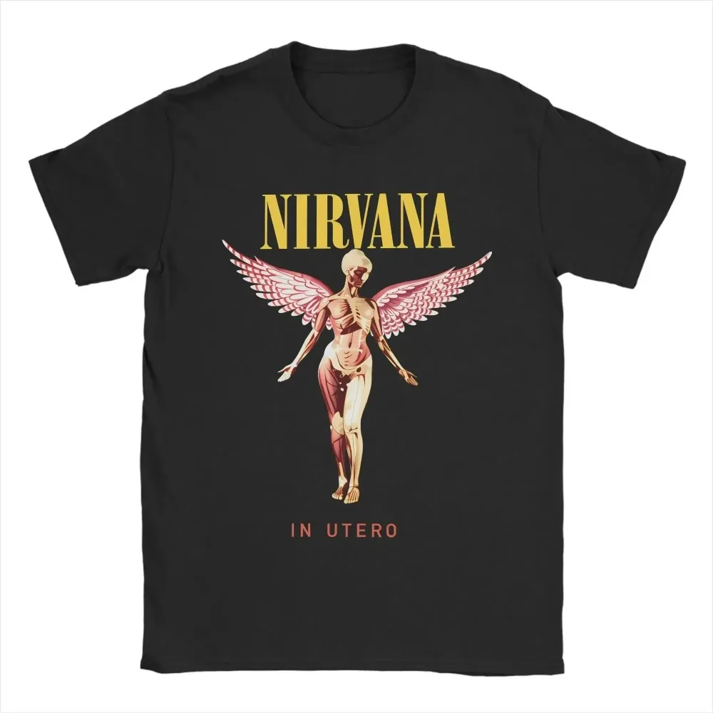 Vintage Cracked Winged Angel Figure Distressed Print Men T-Shirt Retro Rock Style Loose Soft Breathable Street Short Sleeve Tee