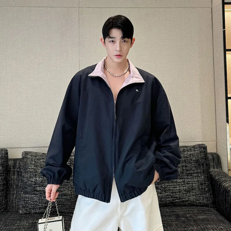 

SYUHGFA нишевый дизайн, мужская одежда, пальто с отложным воротником, контрастные цвета, лоскутное полотно, свободные мужские куртки, осень 2023 г.