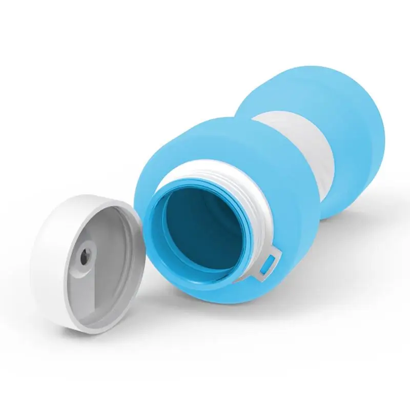 Dumbbell-shaped Water Cups Fitness Silicone Water Bottle Foldable Eco-friendly Sports Exercise Kettle Large Capacity For Cycling