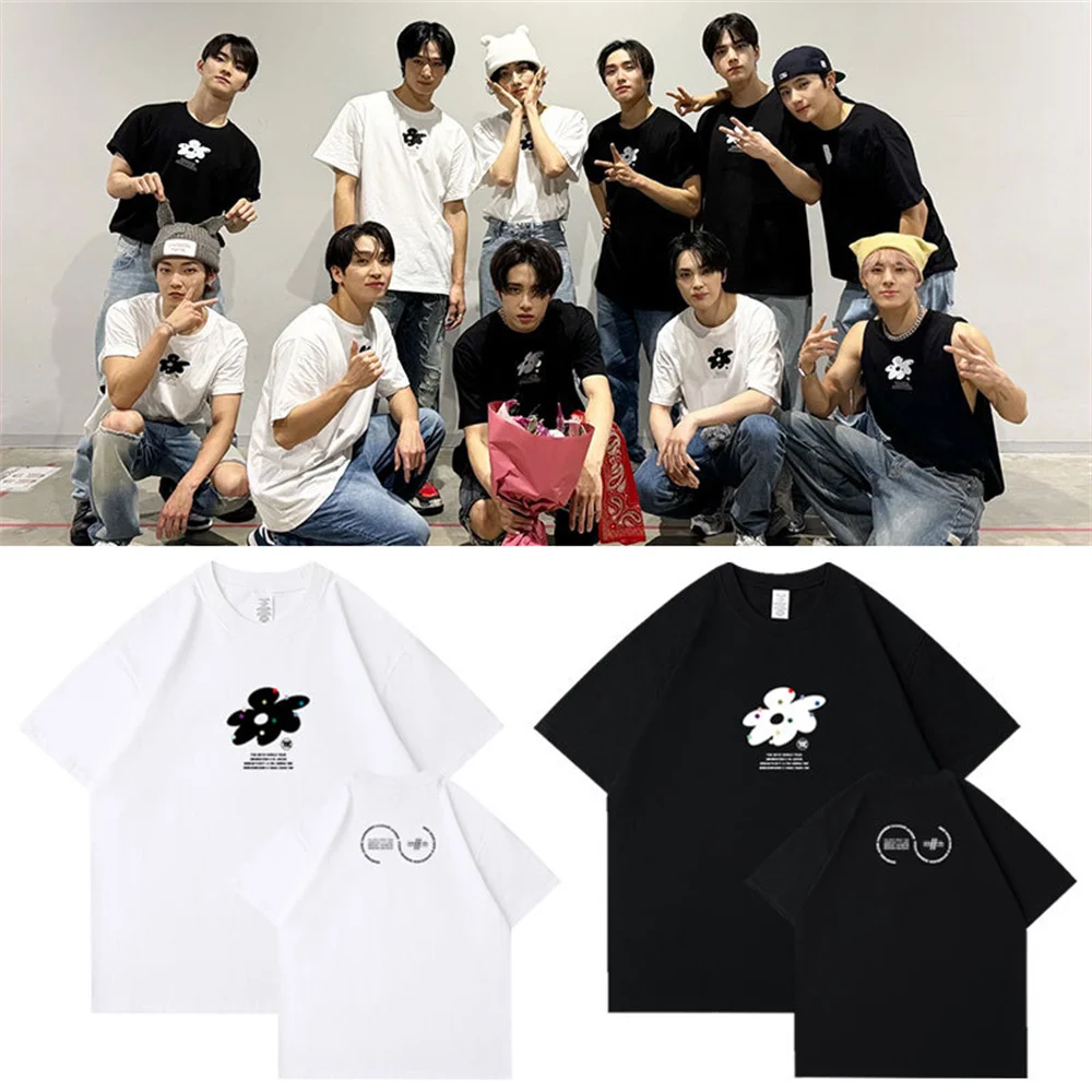 KPOP THEBOYZ 2024 World Tour HD Printing T-Shirt Casual O-Neck Short Sleeve High Quality Cotton Clothes JACOB KEVIN Fans Gift