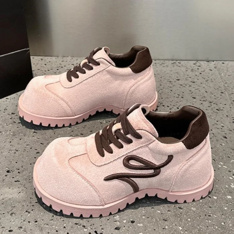 Fashion Chunky Heel Platform Women Sneakers High Heel Big Head Increasing All Match Casual Trainers Designer Sport Single Shoes