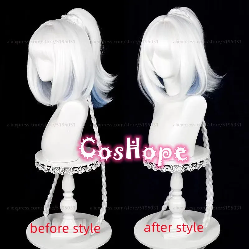 

Muinaa 110 см длинный плетеный белый синий мелирование парик аниме косплей термостойкие синтетические парики