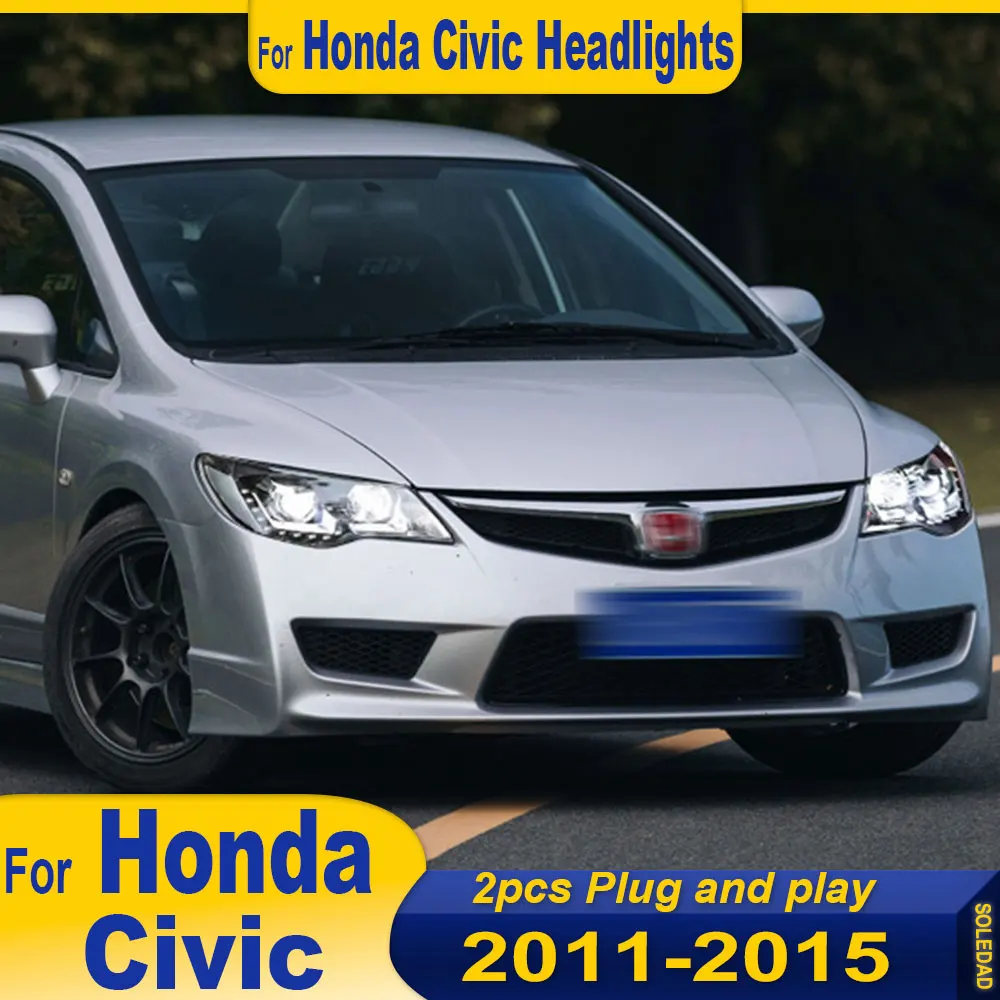 

Автомобильные аксессуары, фары для Honda Civic, фары 2012-2015, фара DRL, указатель поворота, ближний свет, линза проектора