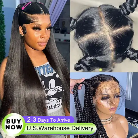 30 40Inch Straight Human Hair Wig 360 Full Lace Wigs Human Hair 13x6 HD Lace Frontal Wig 13x5 Remy Pre Plucked Closure For Women