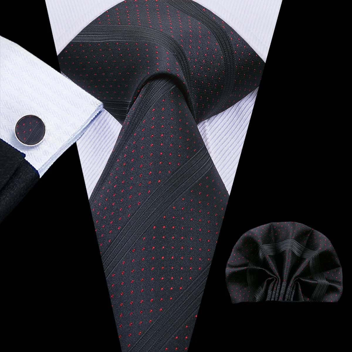 New Design Black Solid Striped 2022 New Fashion Brand Tie for Men Wedding Party Necktie Handky Cufflinks Gift Wholesale Hi-Tie