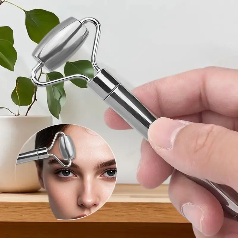 Rouleau de Massage Gua Sha pour le visage et le cou, en acier inoxydable, raffermissement de la peau, Lifting du visage, soins de beauté, 1 pièce