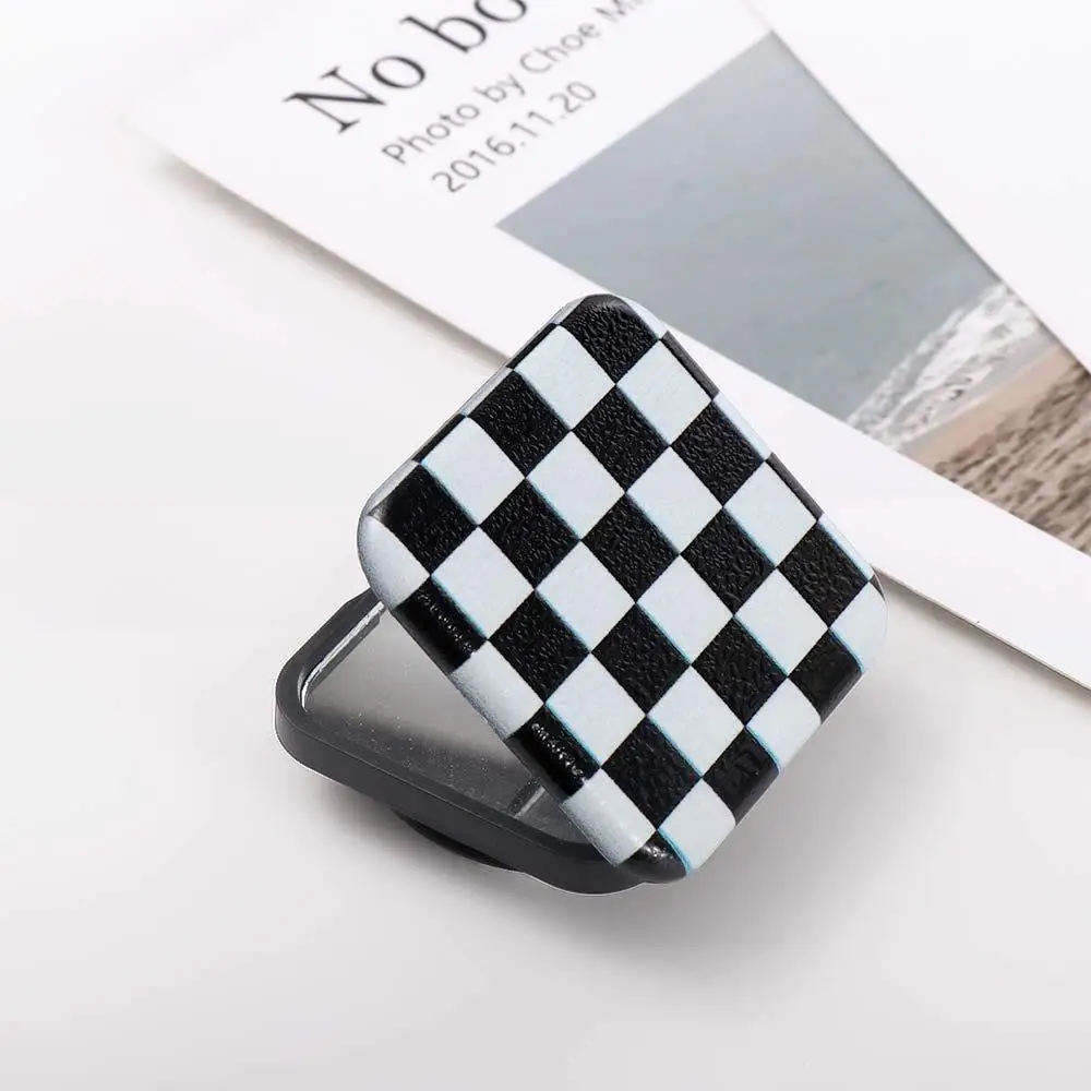 Cellphone Finger Grip Compact Mirror Folding Phone Bracket Cosmetic Mirror Makeup Mirror Phone Stand Holder Plaid Mirror